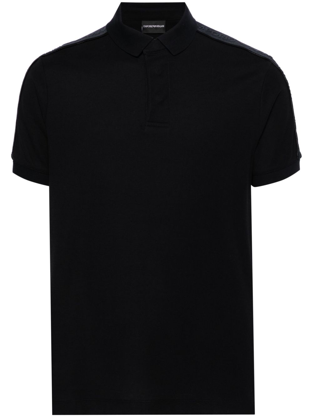 Emporio Armani logo织带棉polo衫 - 蓝色