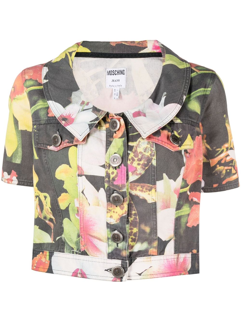 Moschino Pre-Owned 花卉印花短款夹克（2000年代典藏款） - 黑色
