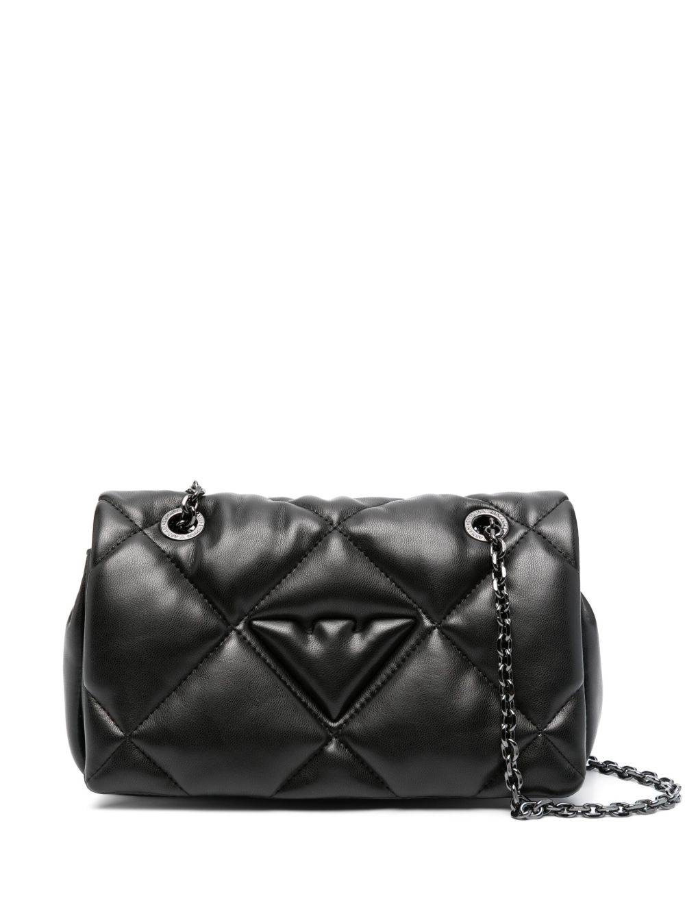 Emporio Armani 绗缝人造皮革单肩包 - 黑色