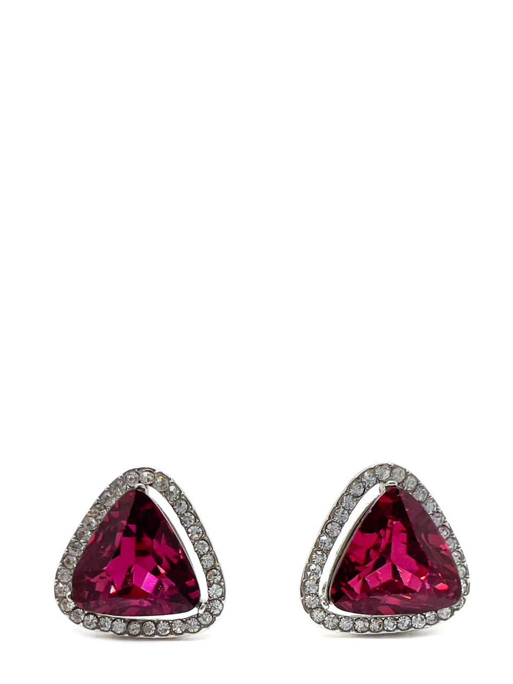 Jennifer Gibson Jewellery Vintage Pink Trillion Crystal Earrings 1970s - 粉色