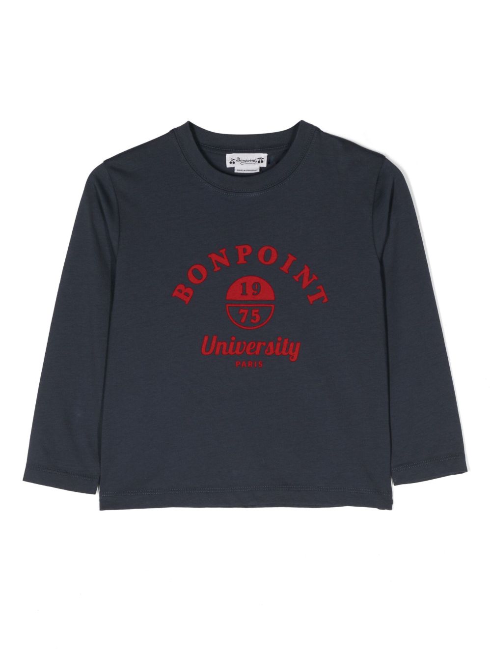 Bonpoint logo印花长袖T恤 - 蓝色