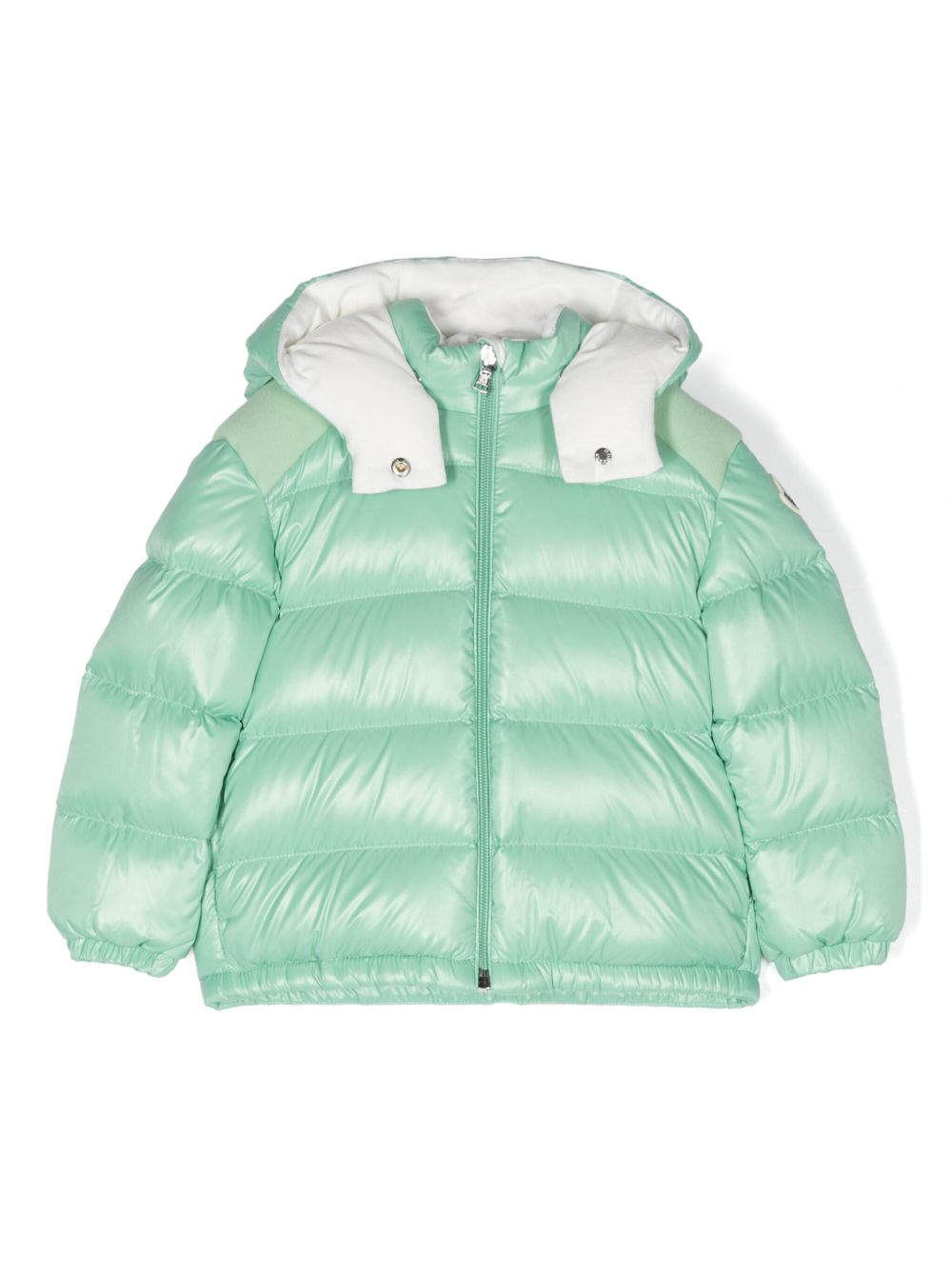 Moncler Enfant 拉链光泽感填充夹克 - 绿色