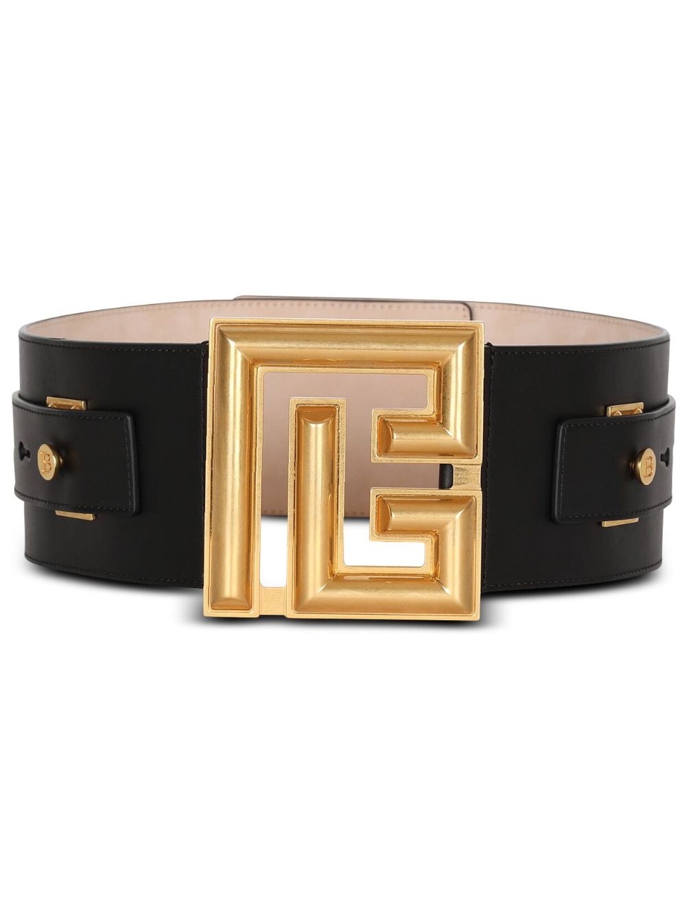 Balmain logo标牌皮质腰带 - 黑色