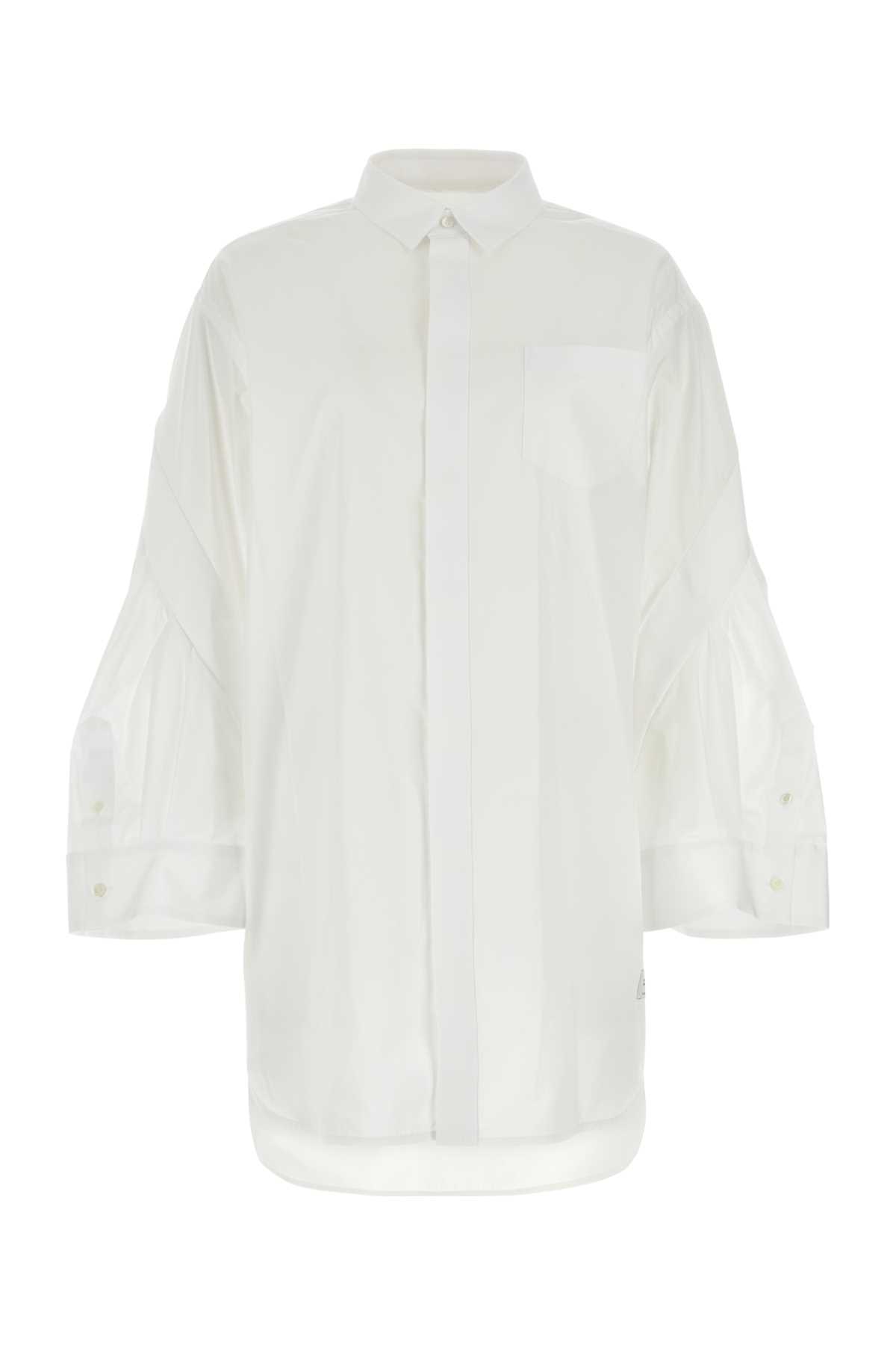 Sacai 白色府绸 Thomas Mason 衬衫裙