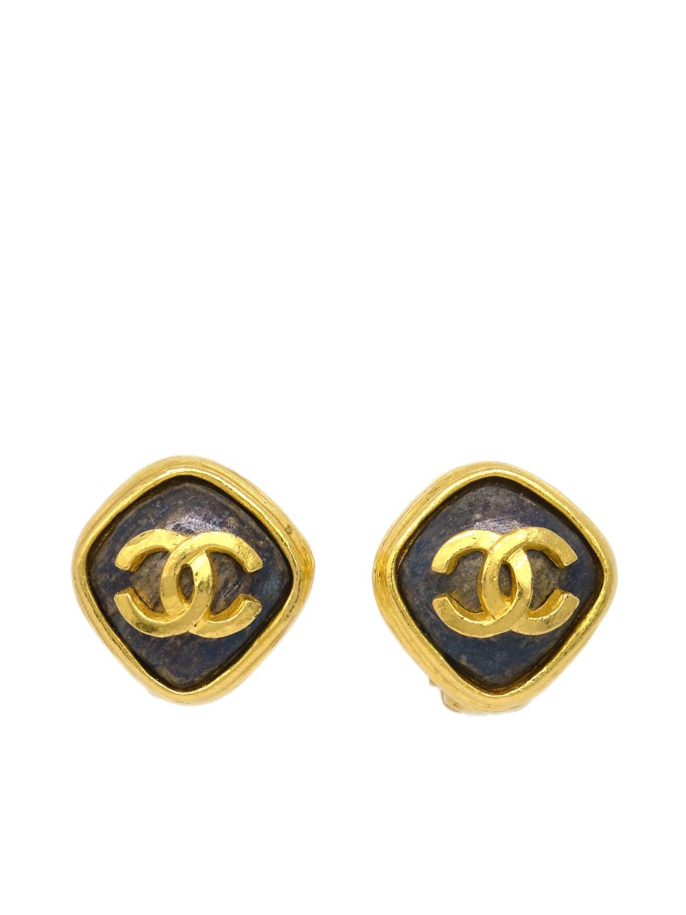 CHANEL Pre-Owned Rhombus 夹扣式耳环（1997年典藏款） - 金色
