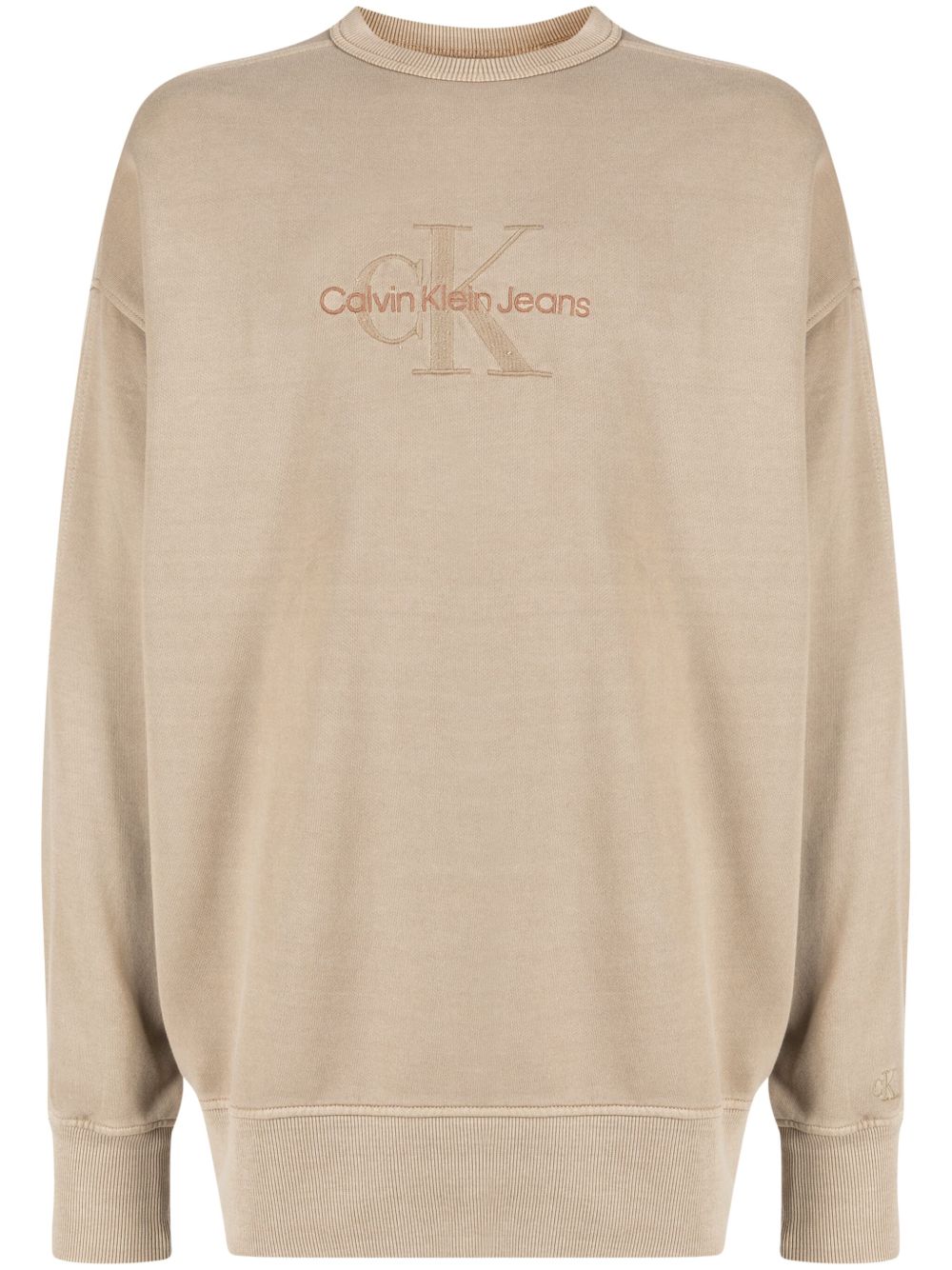 Calvin Klein logo刺绣圆领卫衣 - 中性色