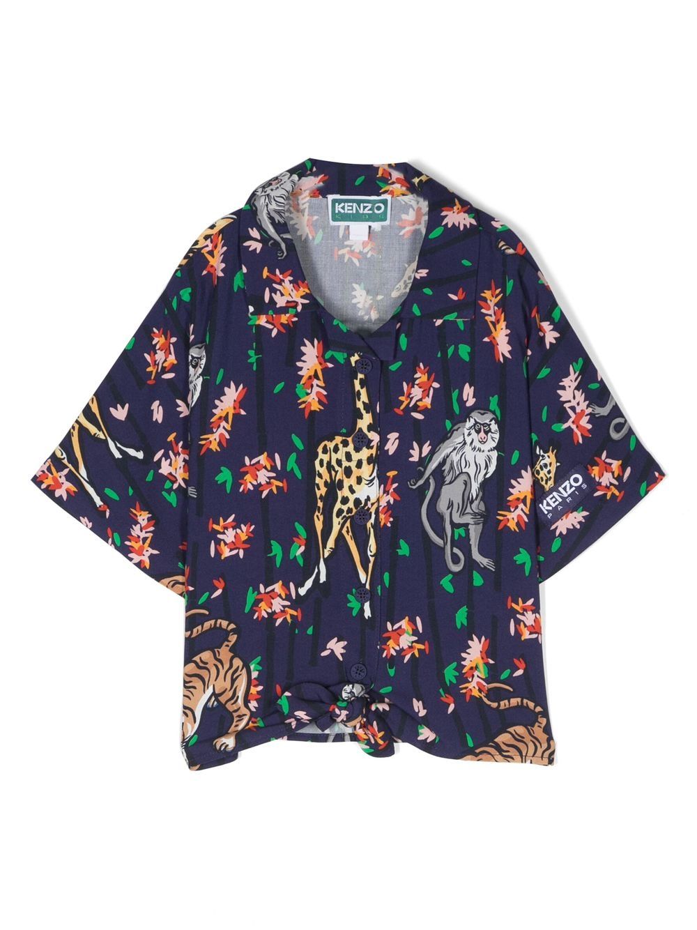 Kenzo Kids 图案印花短袖T恤 - 蓝色
