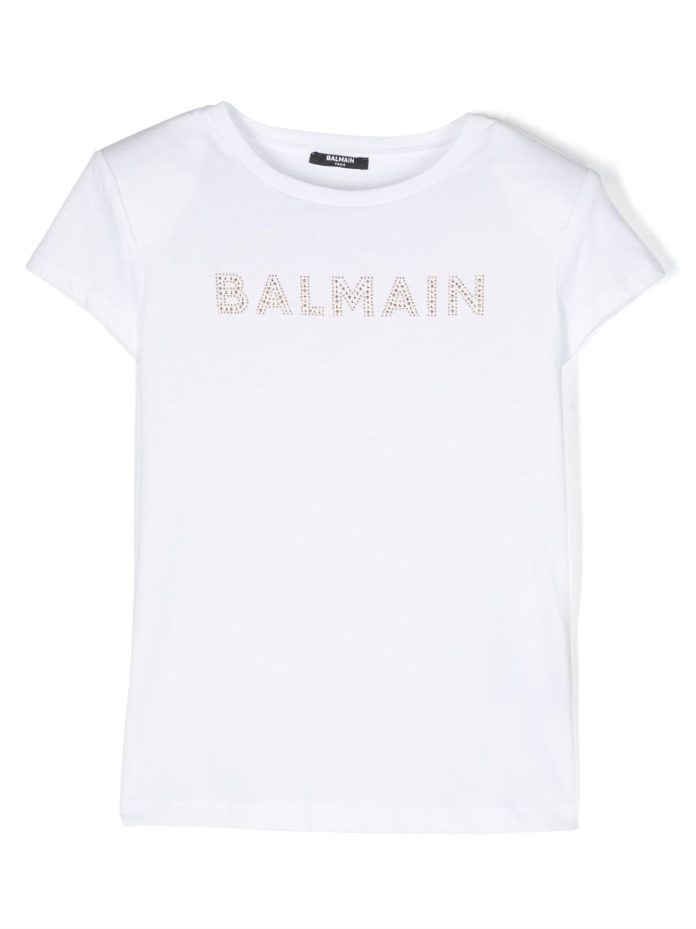 Balmain Kids logo缀饰棉T恤 - 白色
