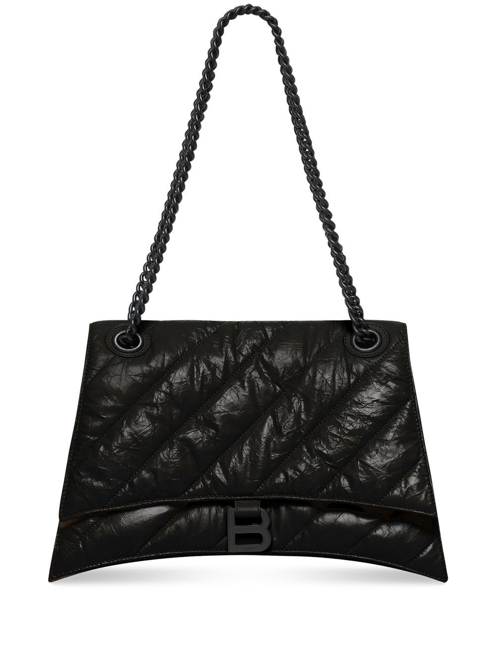 Balenciaga Crush 中号搭链单肩包 - 黑色