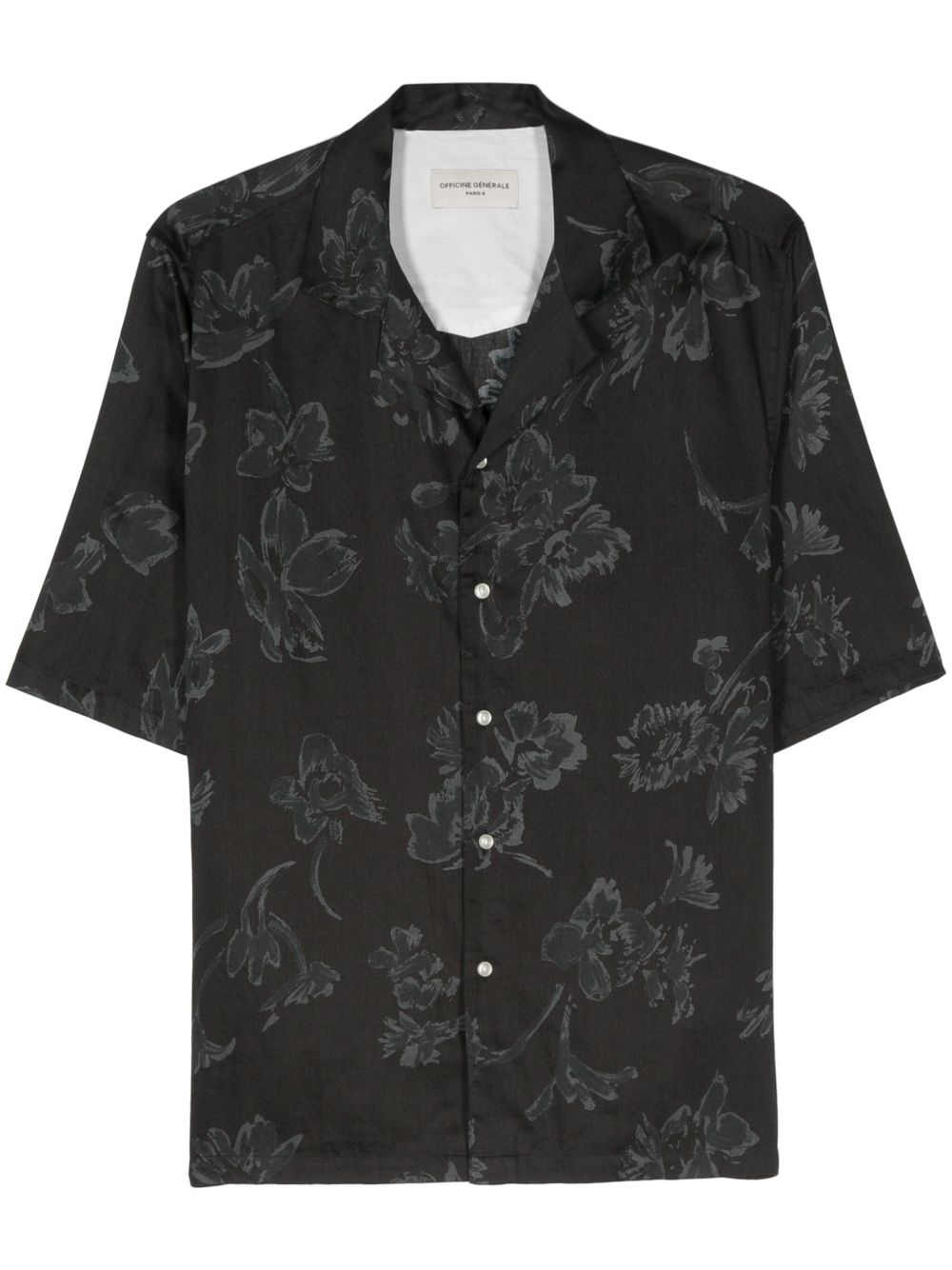 Officine Generale Eren 花卉印花衬衫 - 黑色