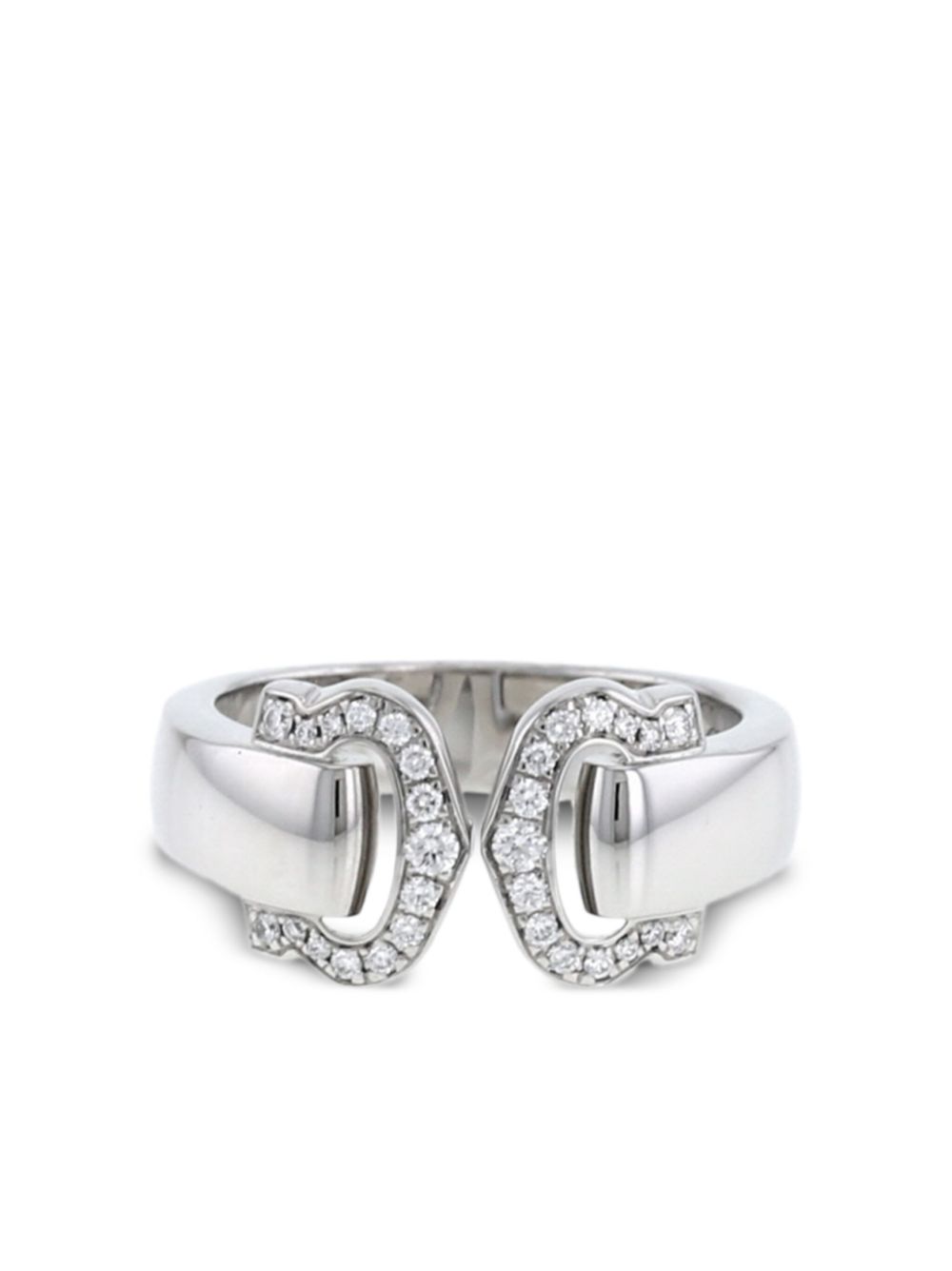 Cartier 18K白金 C de Cartier 钻石戒指（2010年代典藏款） - 银色