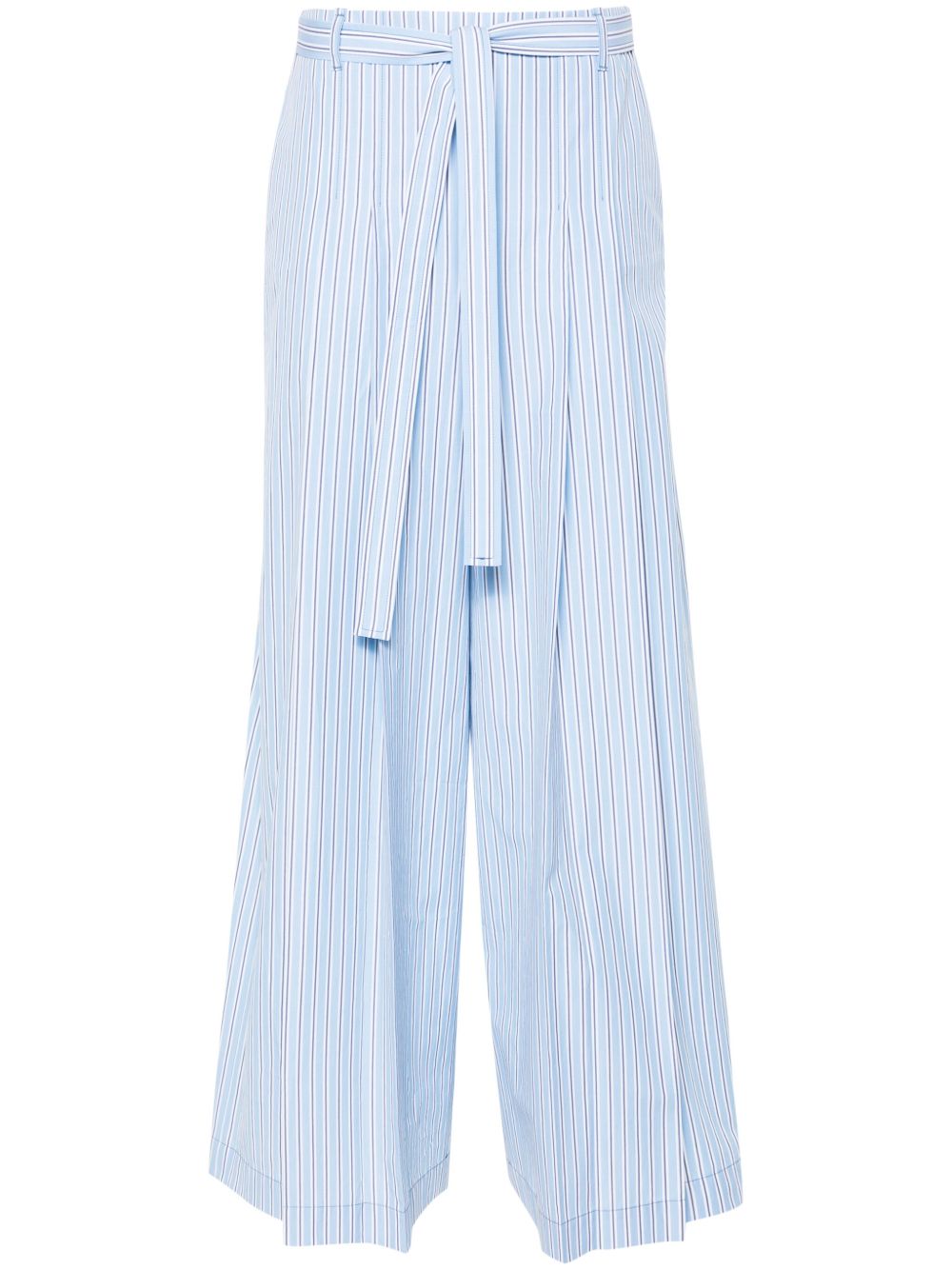 Alberta Ferretti 褶饰细节条纹帕拉松长裤 - 蓝色
