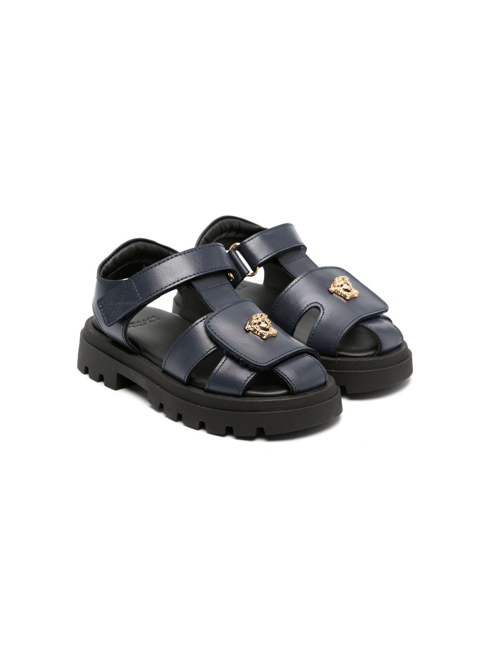 Versace Kids La Medusa 皮质凉鞋 - 蓝色