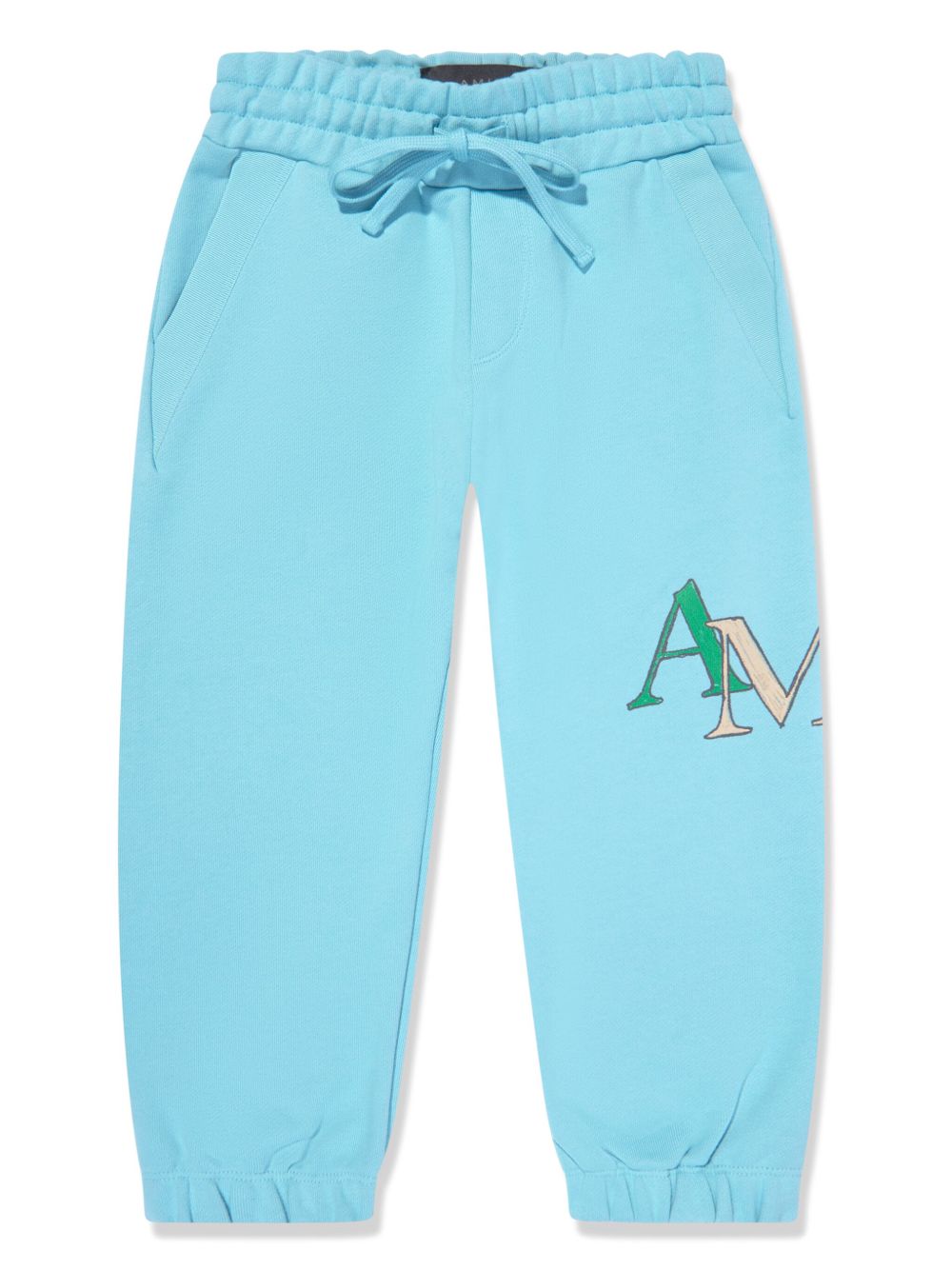 AMIRI KIDS Staggered Scribble 棉质运动裤 - 蓝色
