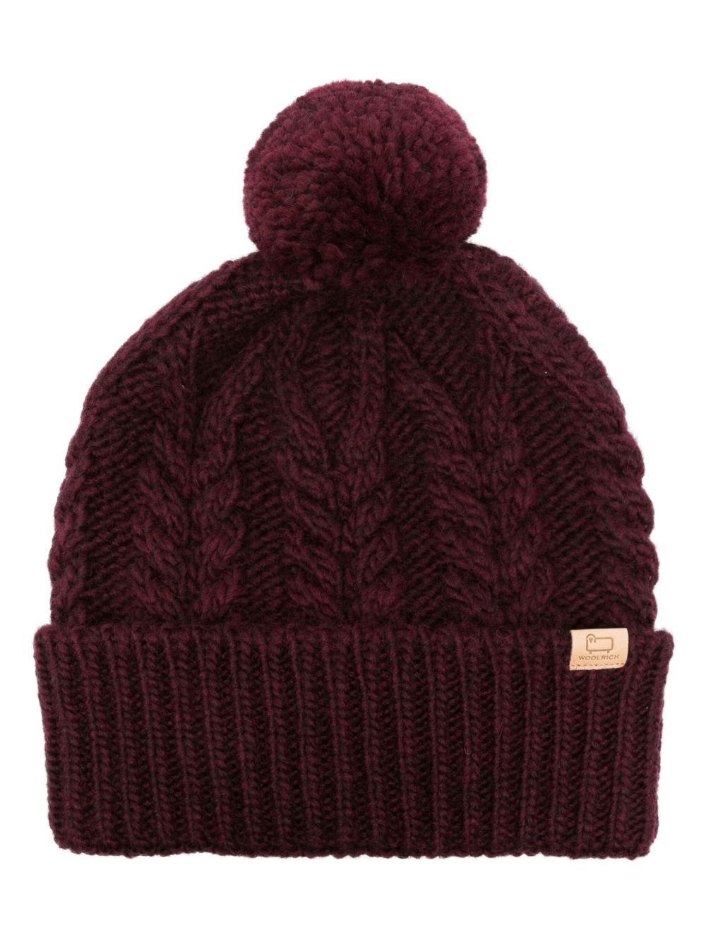 Woolrich logo吊牌绒球细节套头帽 - 紫色