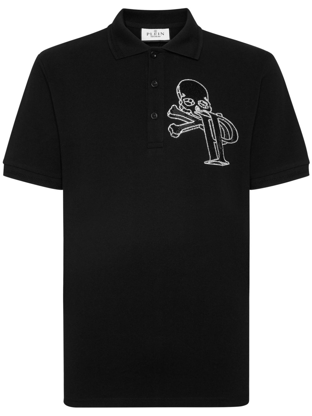 Philipp Plein 晶饰棉polo衫 - 黑色