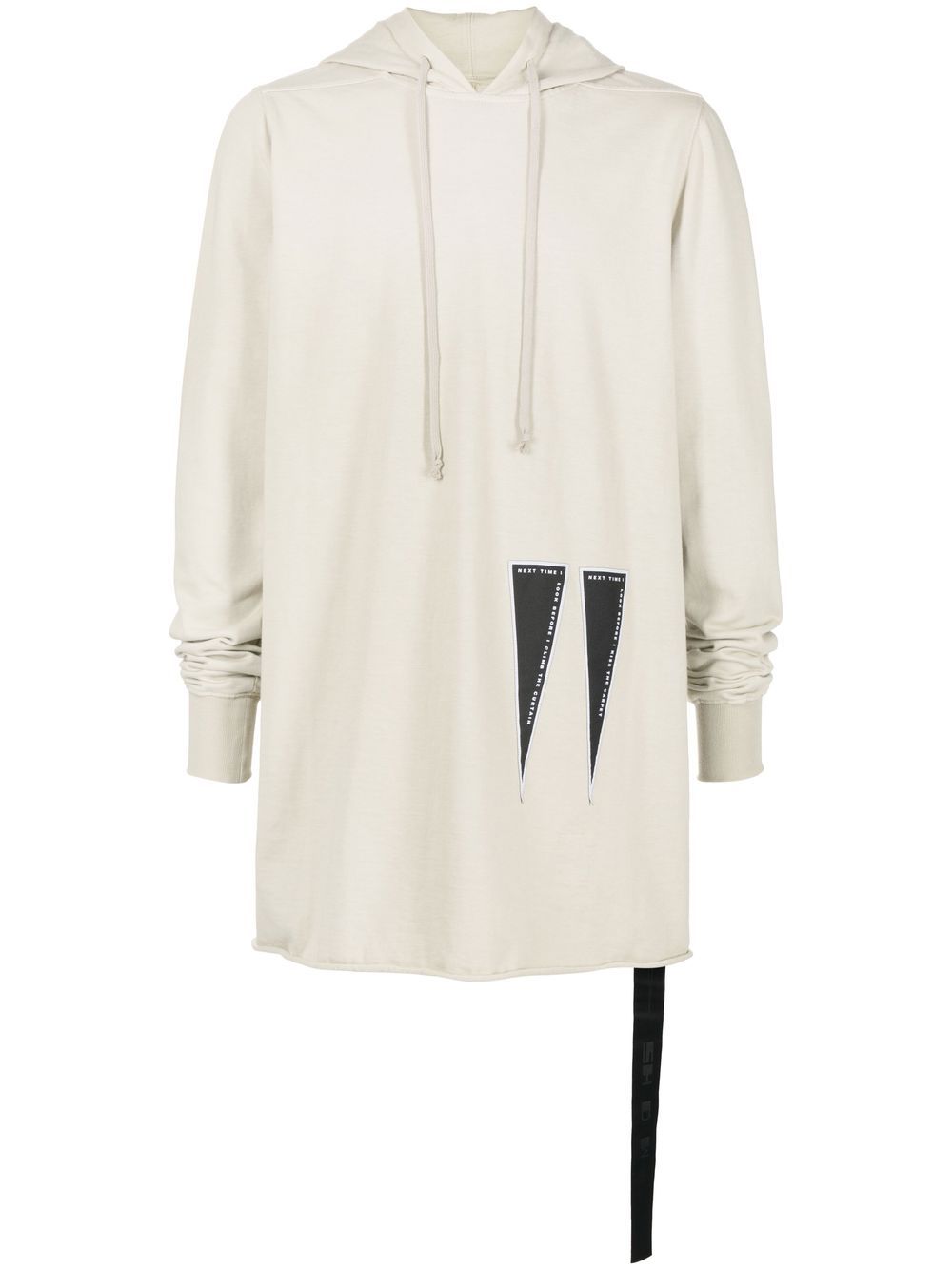 Rick Owens DRKSHDW logo印花长款连帽衫 - 白色