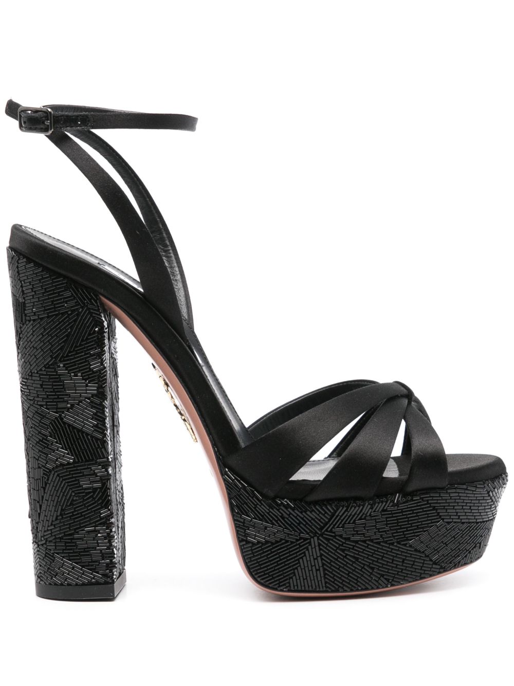 Aquazzura 珠饰高跟凉鞋（13.5厘米） - 黑色