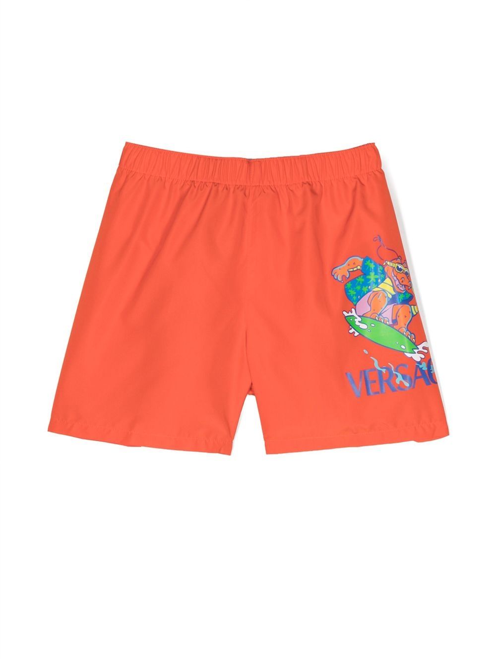 Versace Kids 鳄鱼印花泳裤 - 橘色