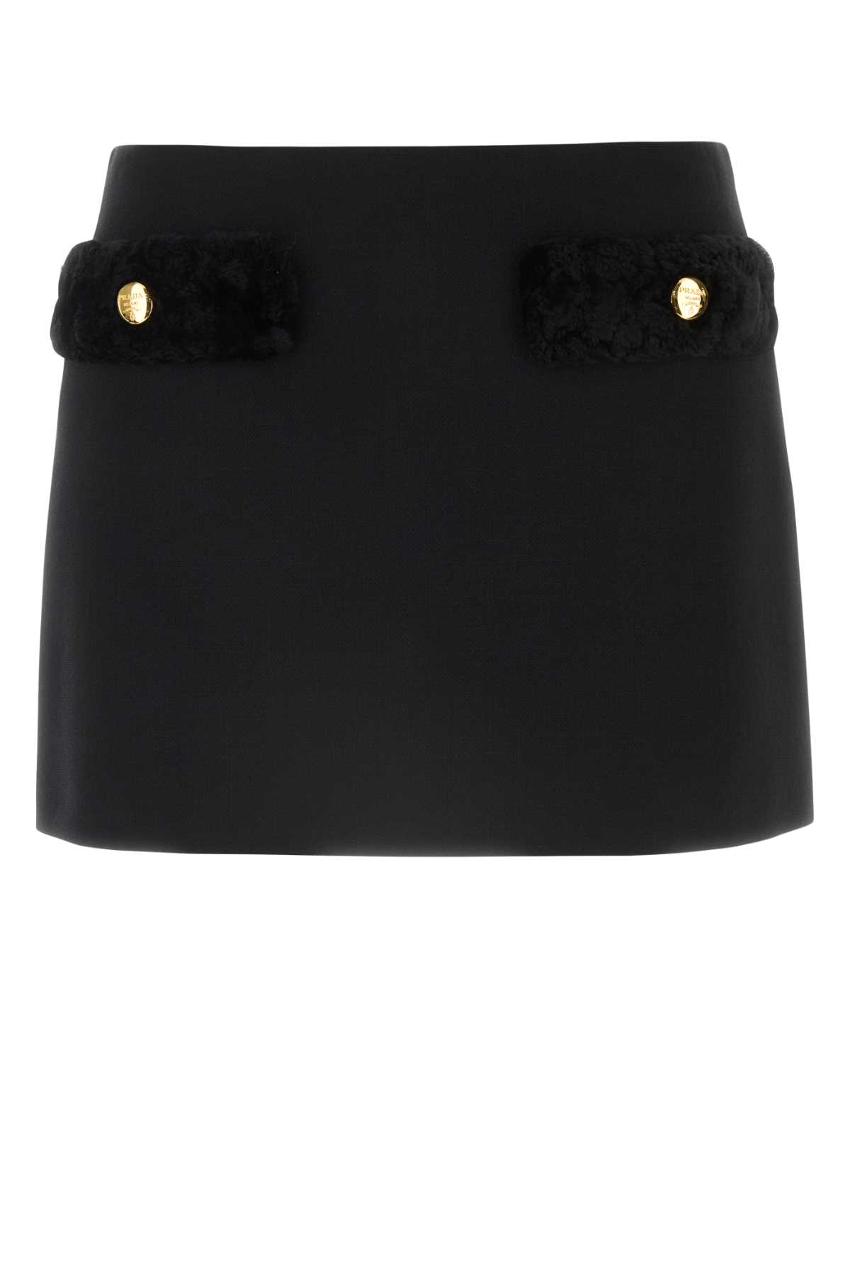 Prada Black Wool Mini Skirt