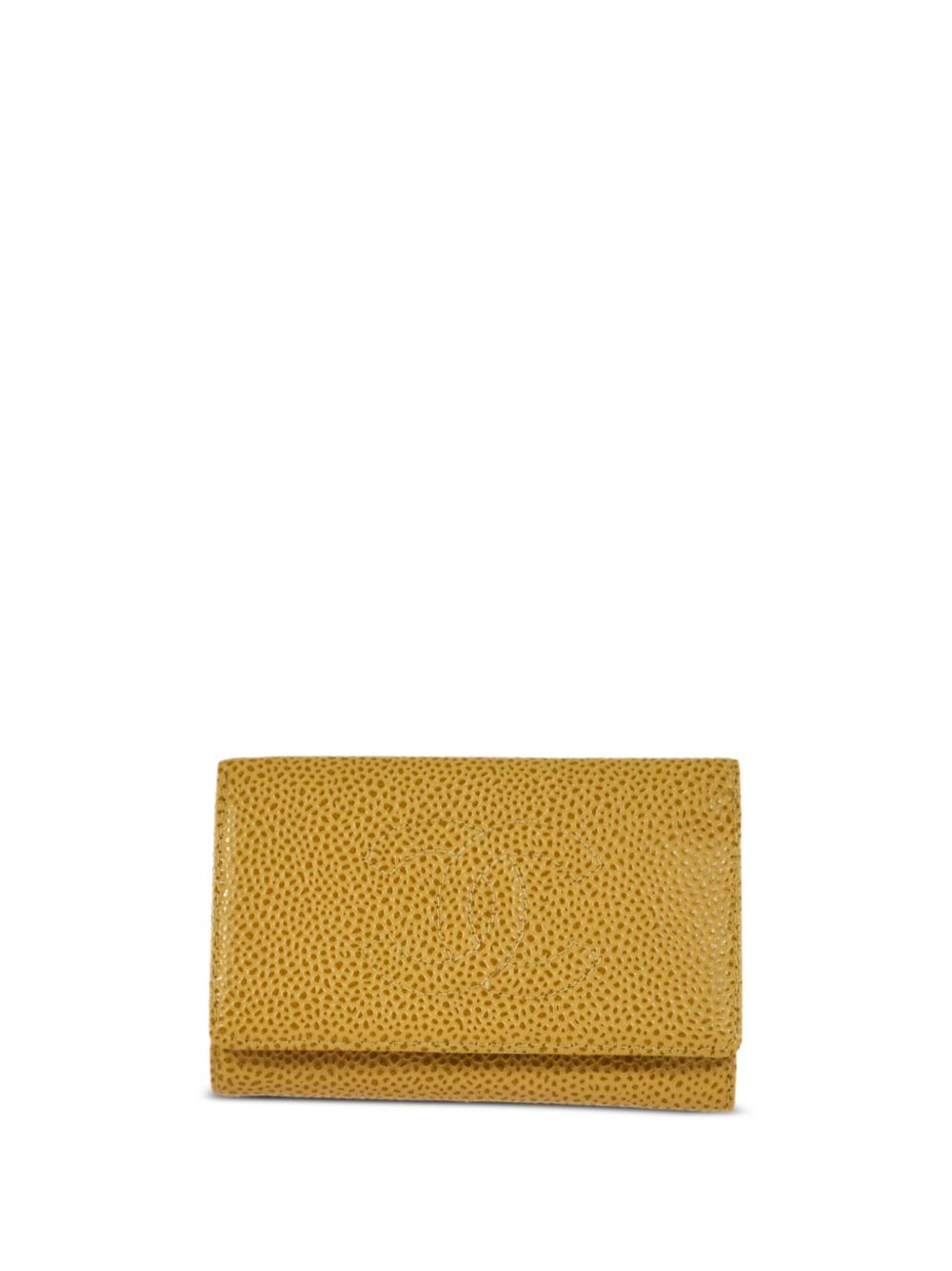 CHANEL Pre-Owned 2002 CC caviar-leather key case - 黄色