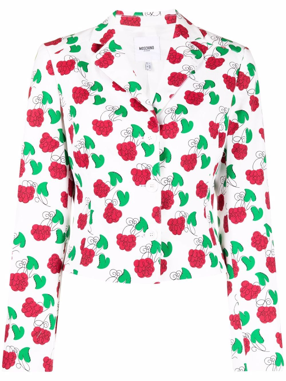 Moschino Pre-Owned 莫斯奇诺 花卉印花梯形翻领西装夹克 - 白色