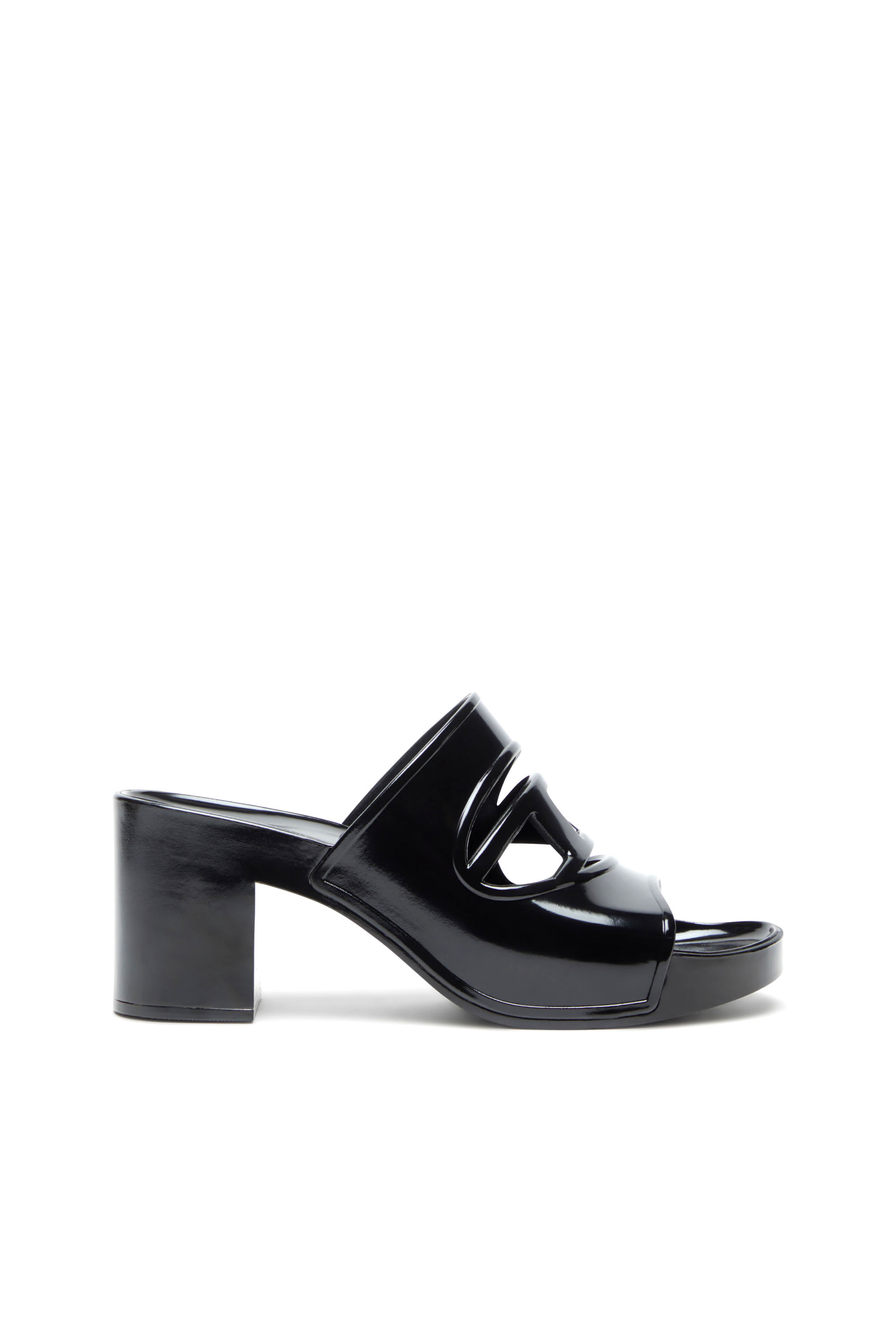 Diesel - Sa-Bonnie-Heeled rubber slides with cut-out logo - Sandals - Woman - Black