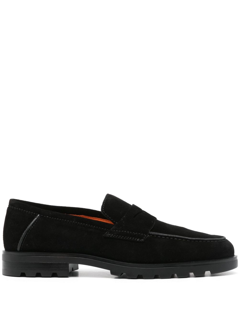 Santoni 绒面皮经典乐福鞋 - 黑色
