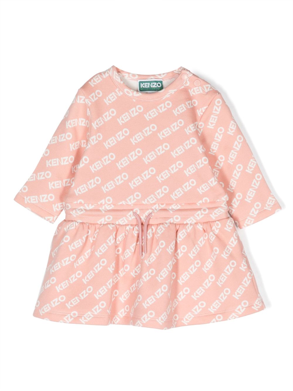 Kenzo Kids logo印花伞形连衣裙 - 粉色