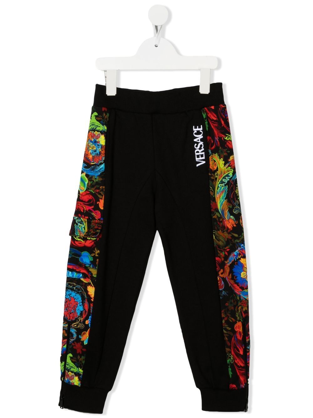 Versace Kids 范思哲 Barocco 印花运动裤 - 黑色