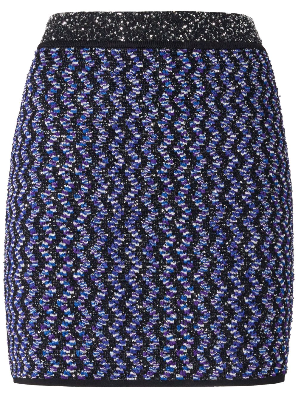 Missoni 金属丝面料压纹Z字形图案迷你半身裙 - 蓝色