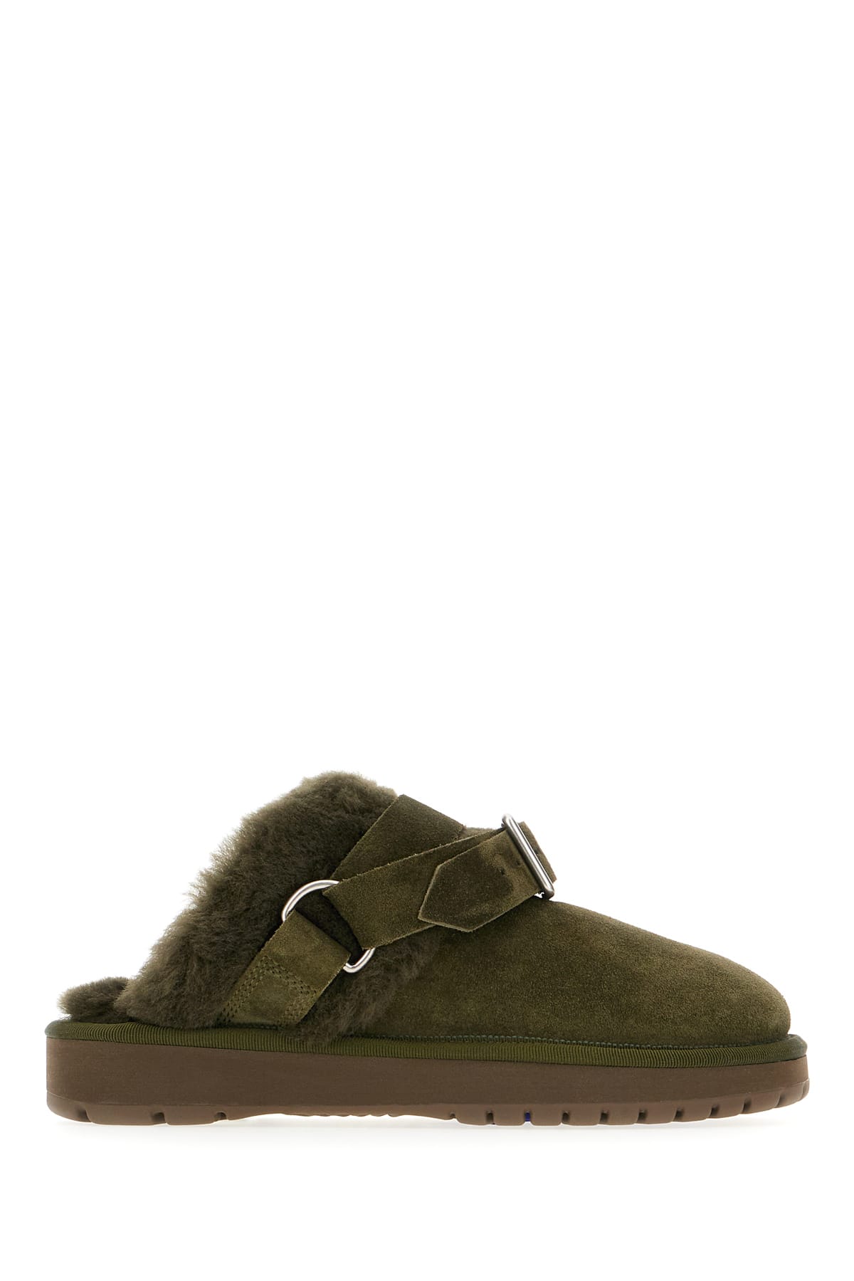 Burberry Military Green Suede Slippers