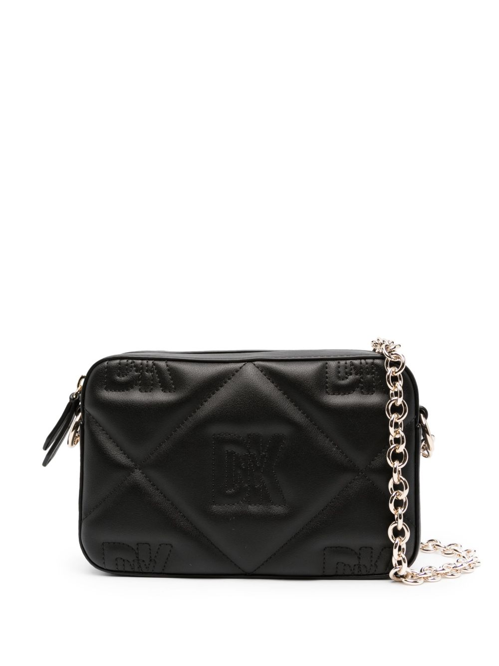 DKNY 菱纹绗缝皮质斜挎包 - 黑色