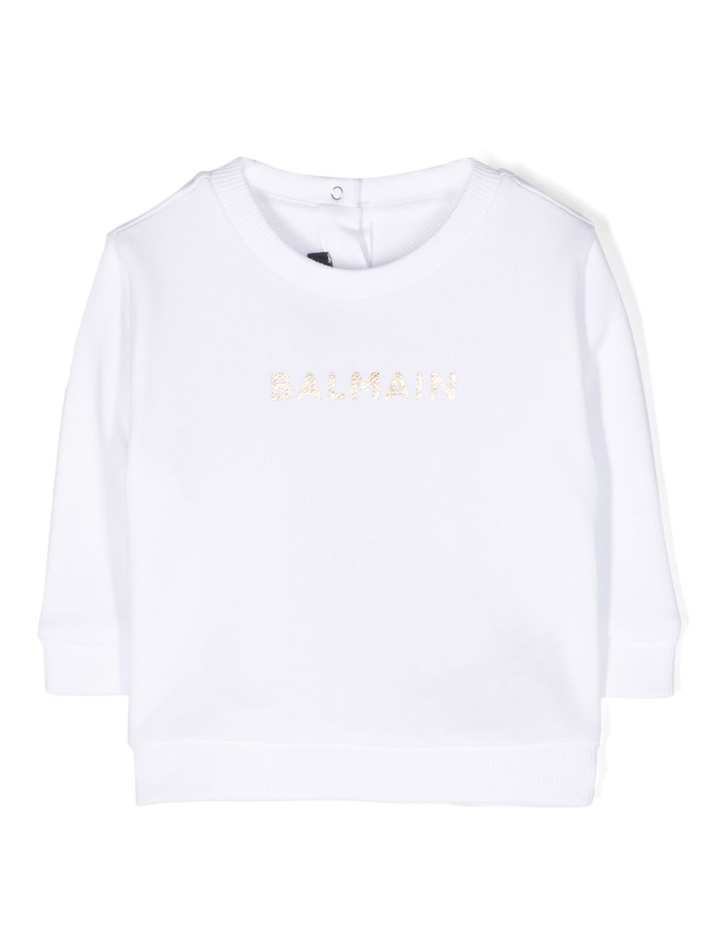 Balmain Kids logo印花棉卫衣 - 白色
