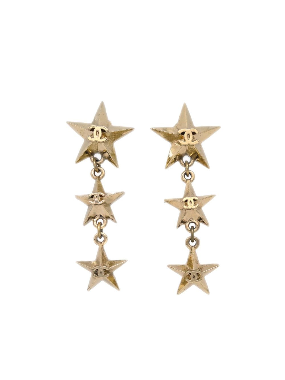 CHANEL Pre-Owned CC Star 耳环（2017年典藏款） - 金色