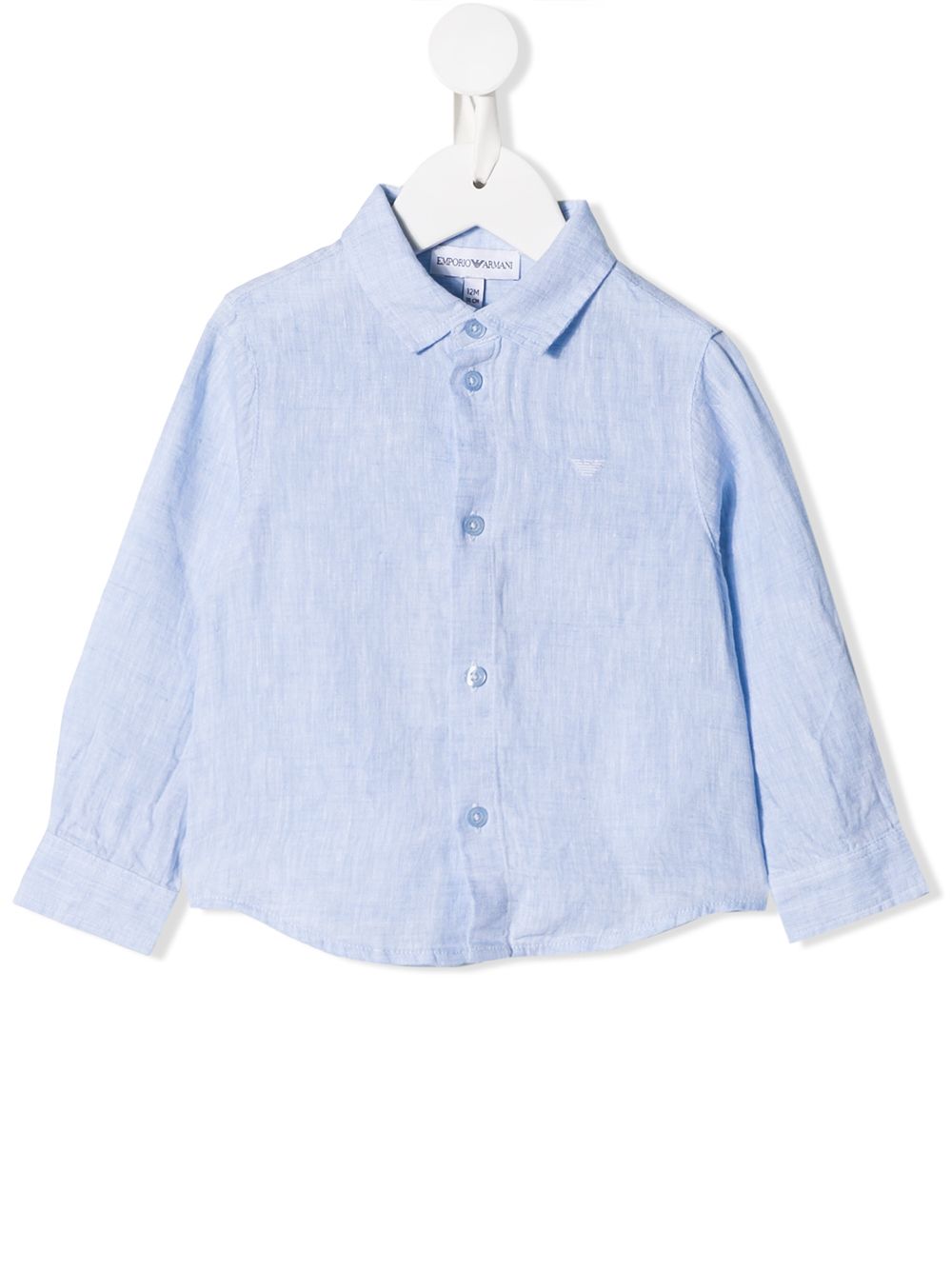 Emporio Armani Kids logo长袖衬衫 - 蓝色