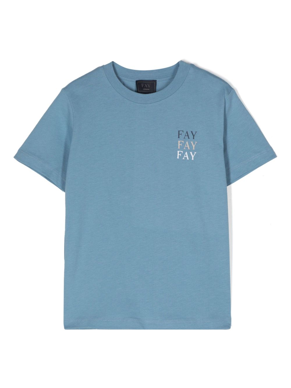 Fay Kids logo印花棉T恤 - 蓝色