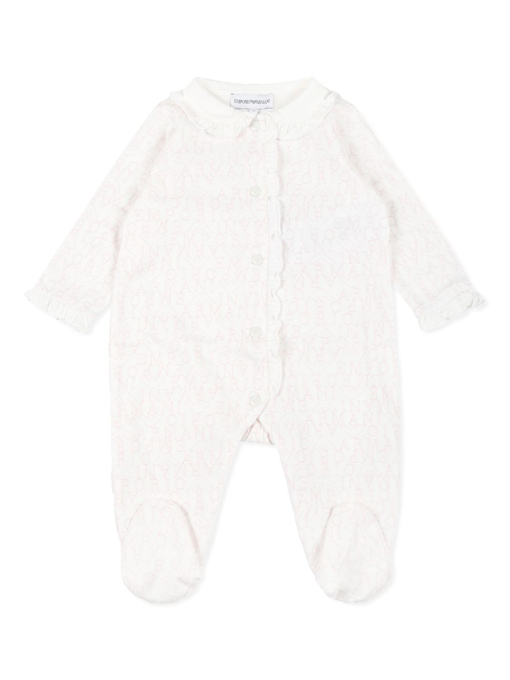 Emporio Armani Kids logo印花棉连体衣套装 - 白色