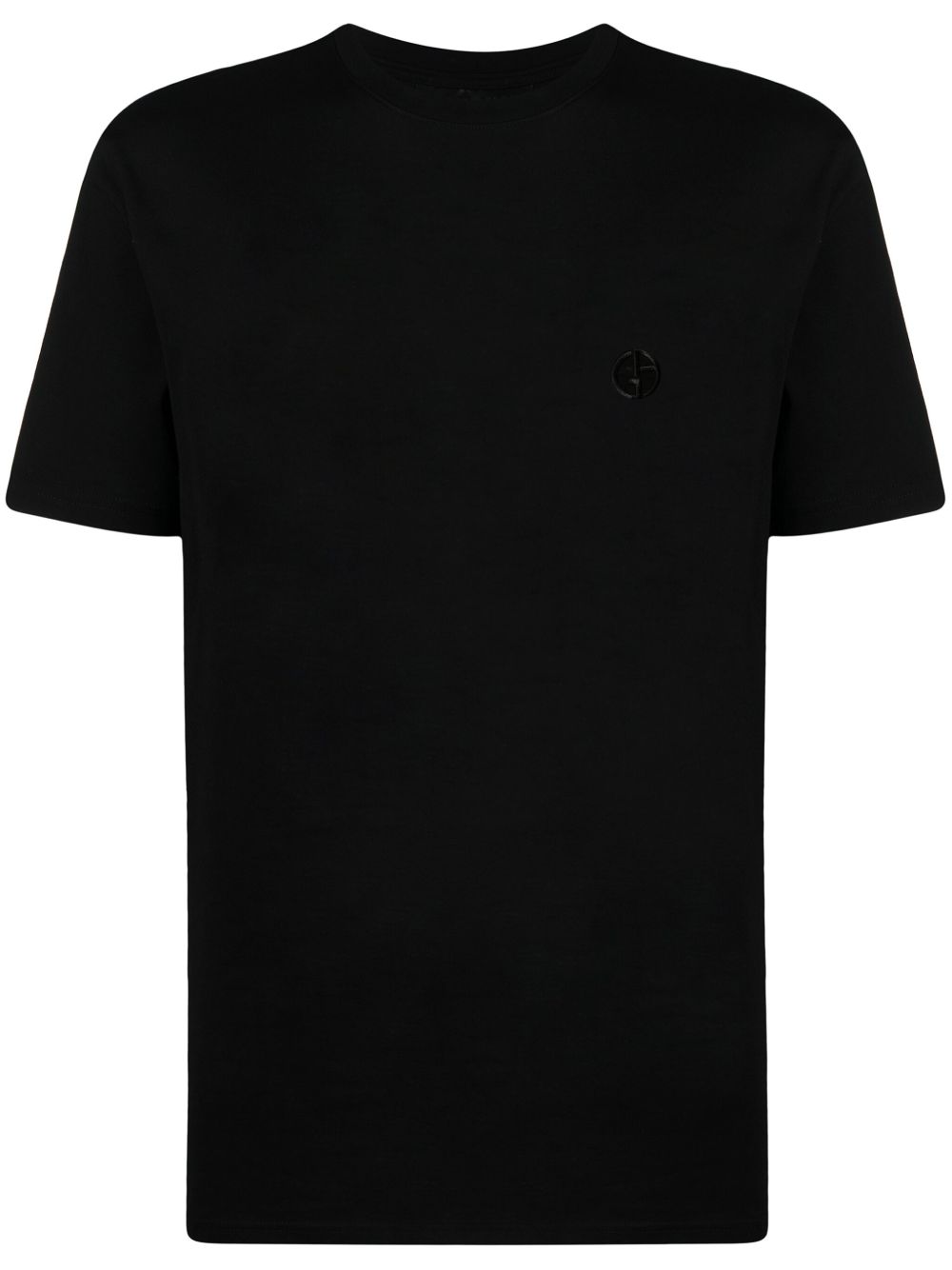 Giorgio Armani logo刺绣T恤 - 黑色