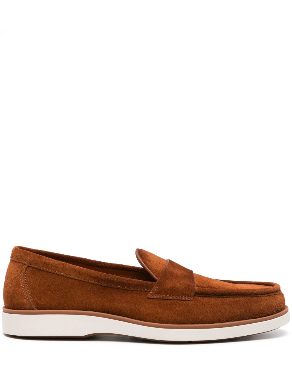 Santoni 绒面皮经典乐福鞋 - 褐色