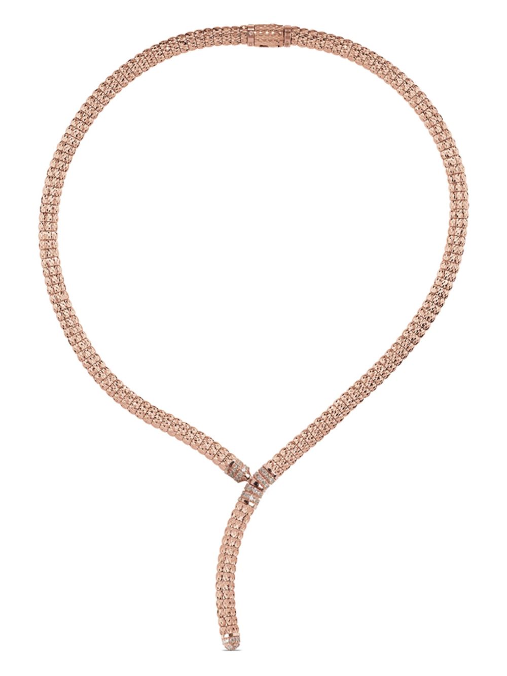 Officina Bernardi 18K玫瑰金 Enigma Y 钻石项链 - 粉色