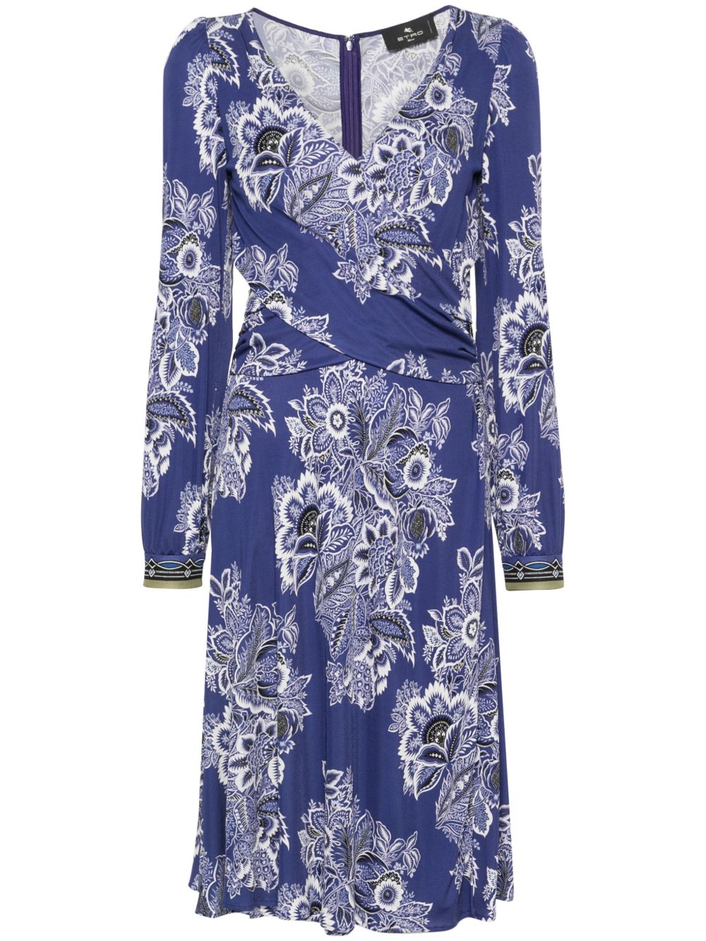 ETRO 花卉印花中长连衣裙 - 蓝色