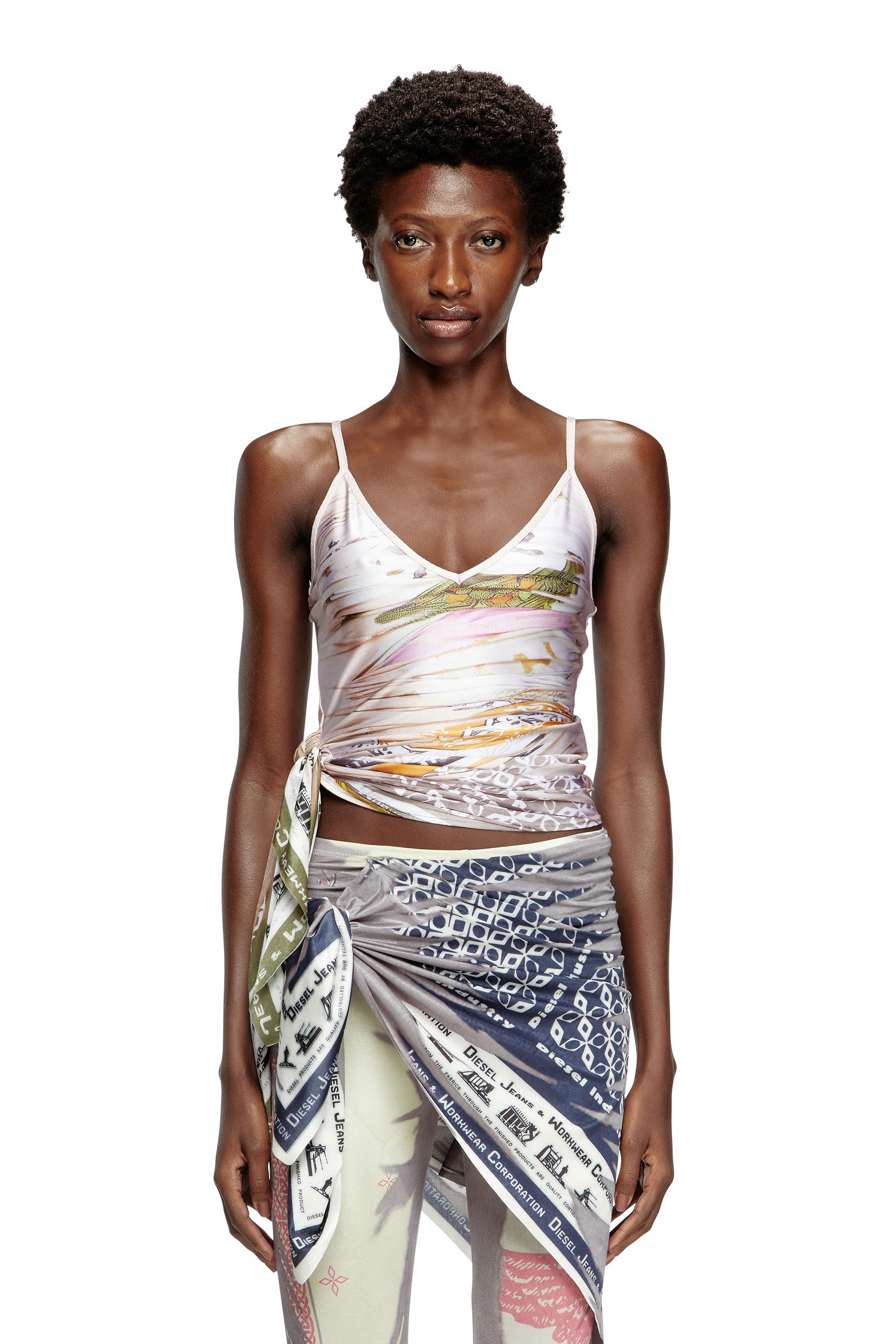 Diesel - Draped camisole with bandana knot - Tops - Woman - Multicolor