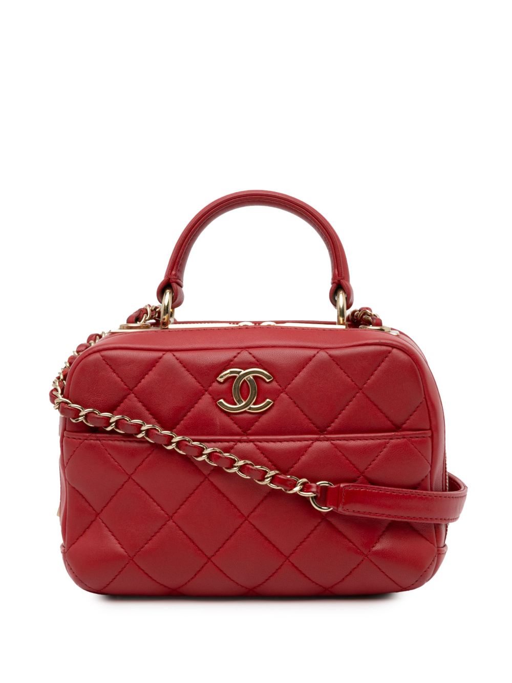 CHANEL Pre-Owned Trendy CC 小号小羊皮保龄球包（2019年典藏款） - 红色