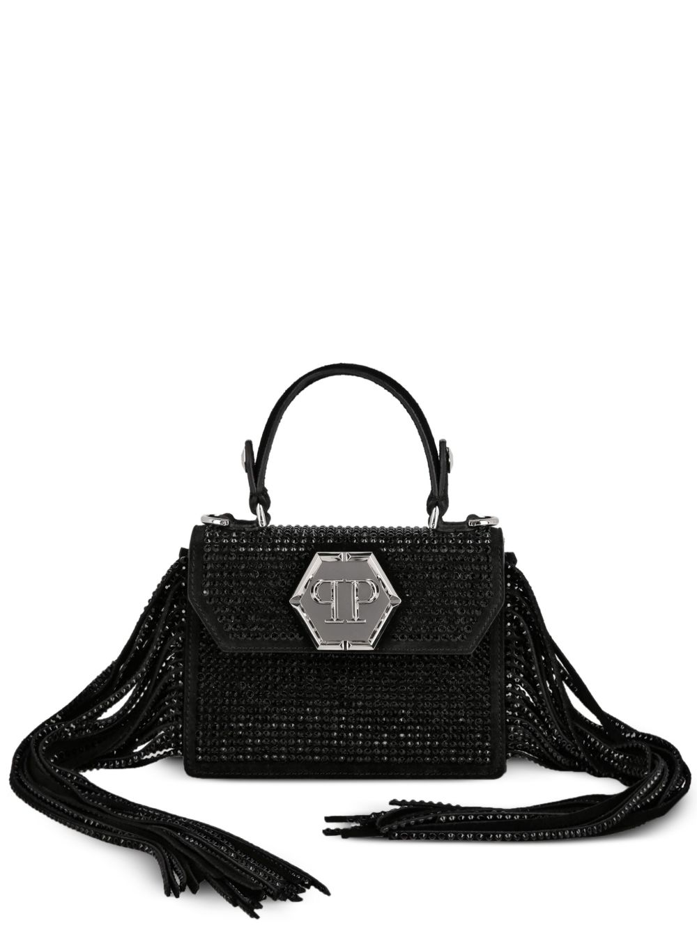 Philipp Plein Superheroin 晶饰手提包 - 黑色