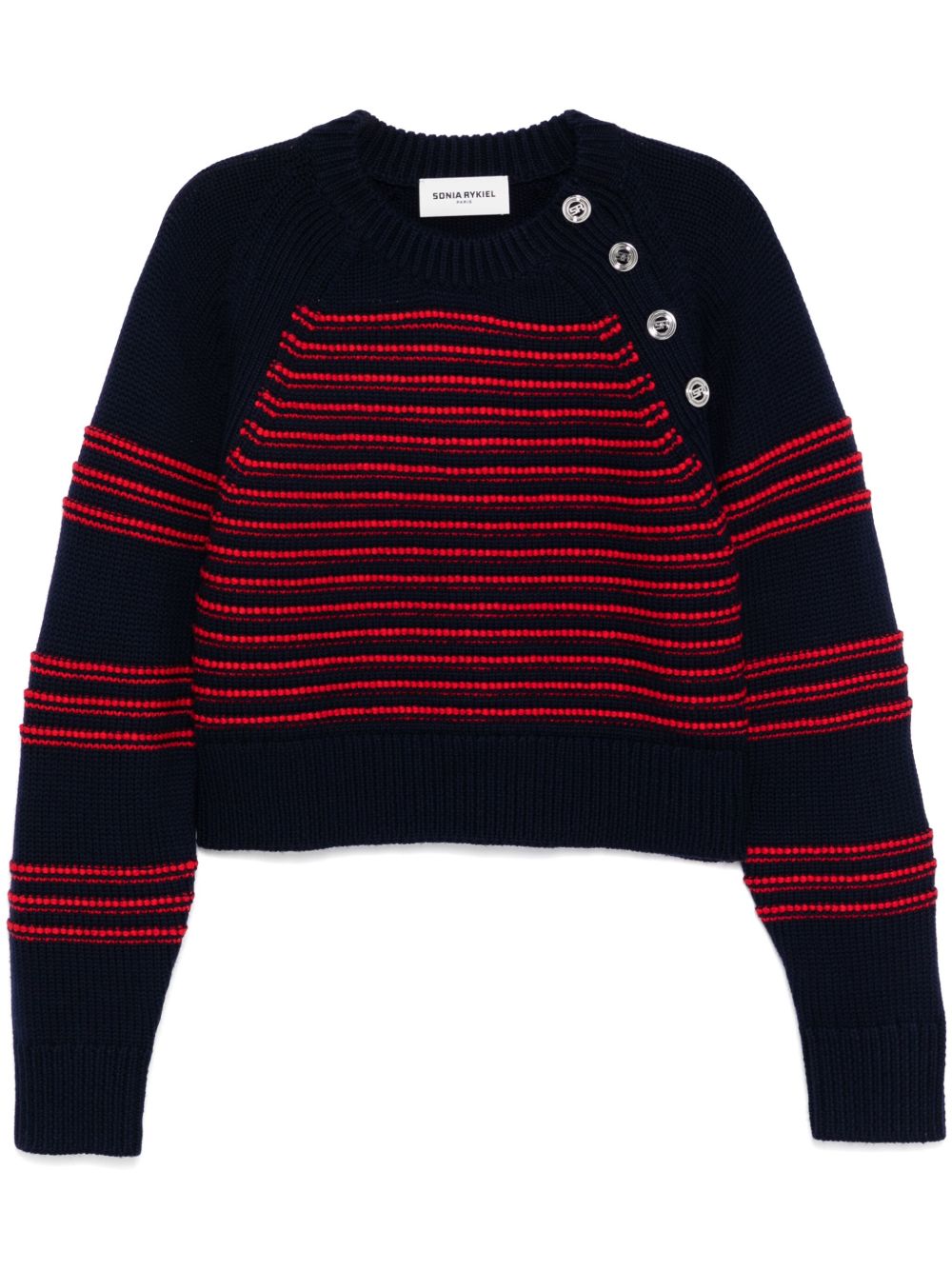 Sonia Rykiel 凸起针织条纹毛衣 - 蓝色
