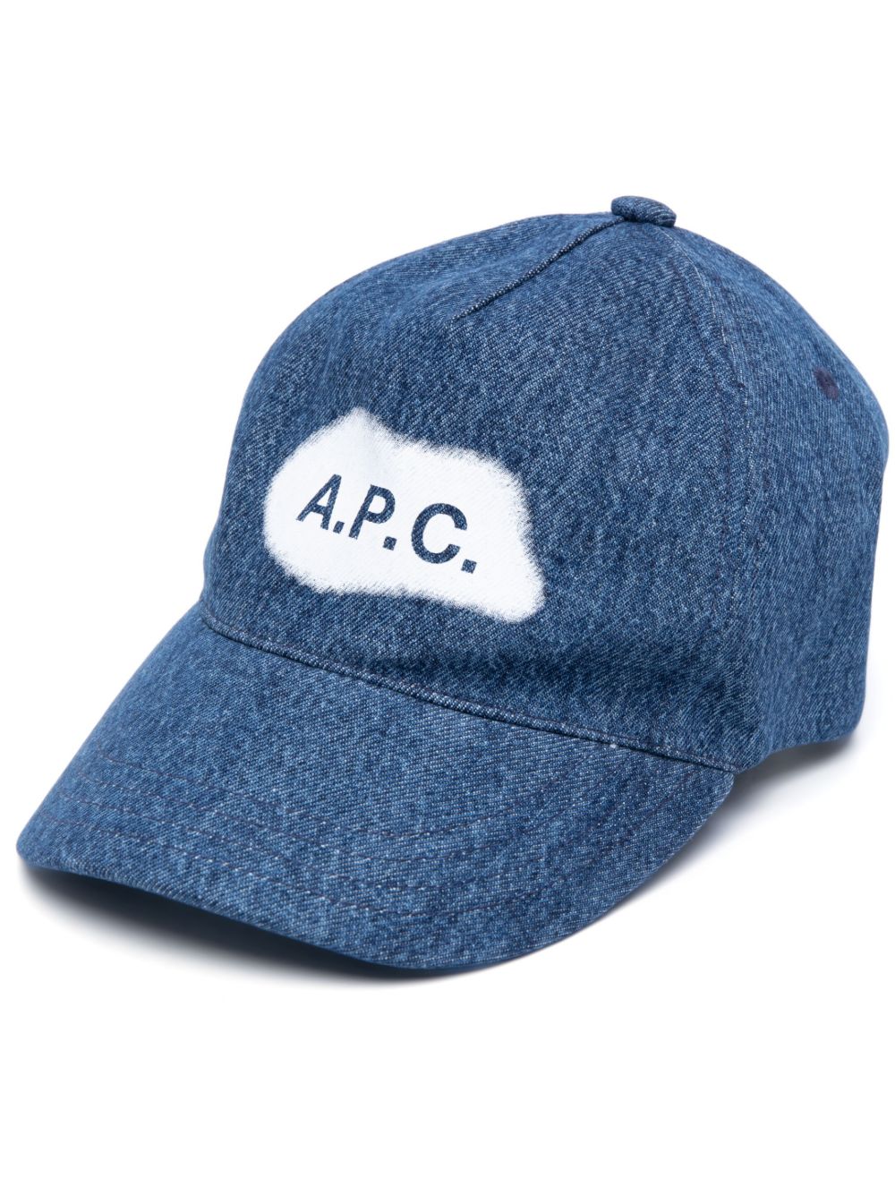 A.P.C. logo印花牛仔棒球帽 - 蓝色
