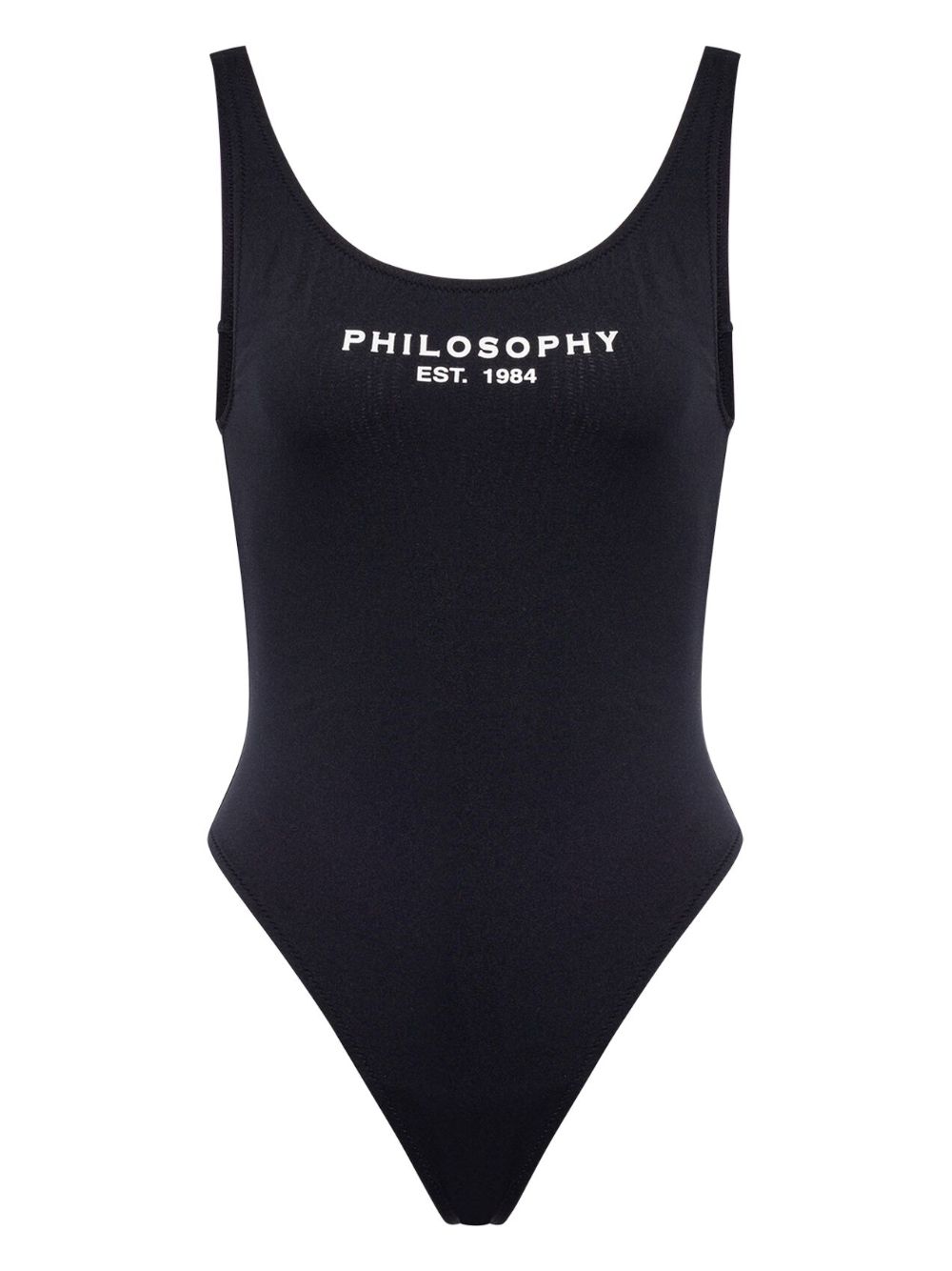 Philosophy Di Lorenzo Serafini logo印花露背连体泳衣 - 黑色