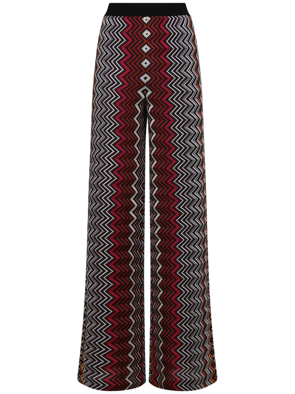 Missoni Z字形图案阔腿长裤 - 红色