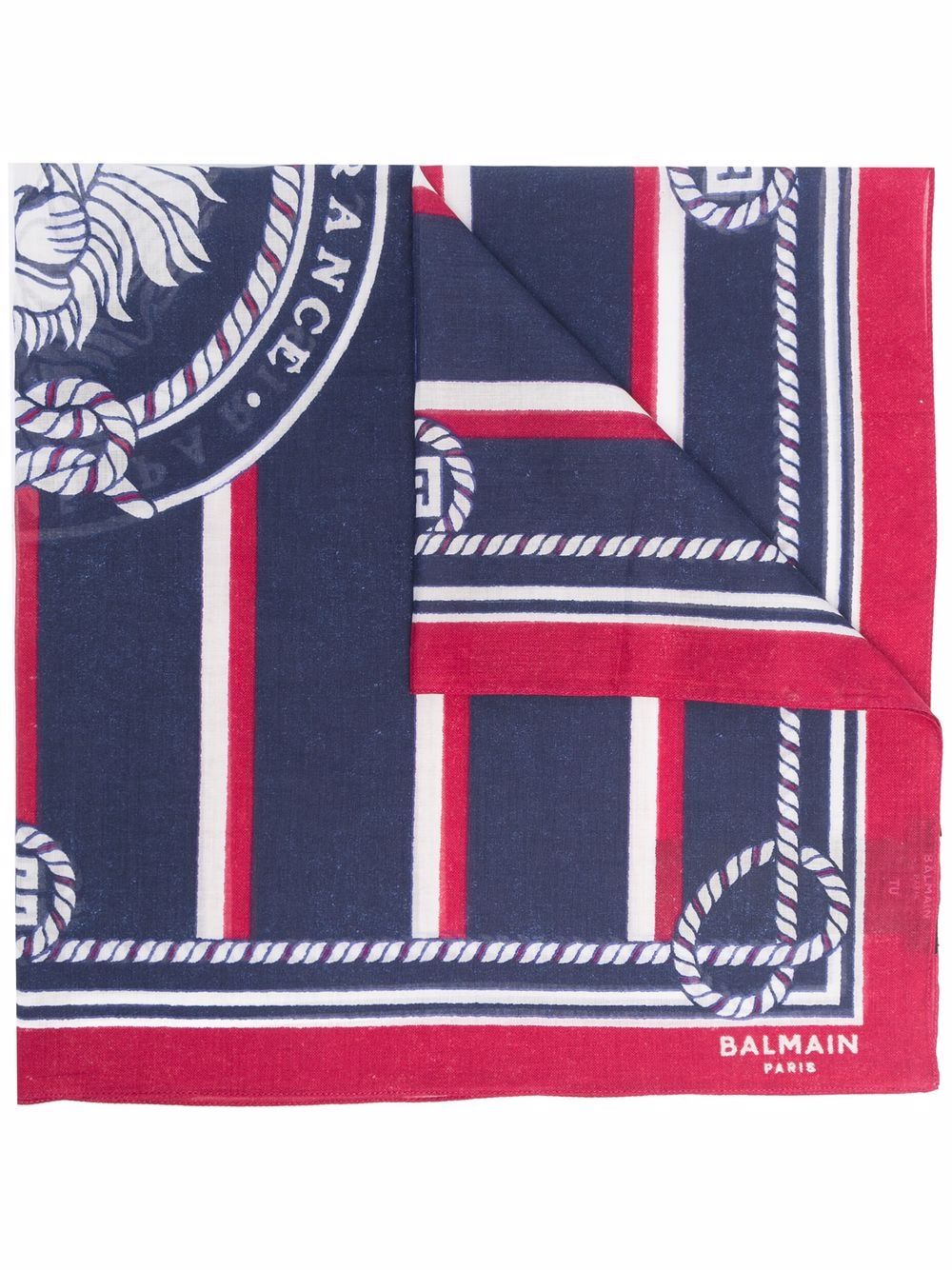 Balmain 条纹印花棉围巾 - 蓝色